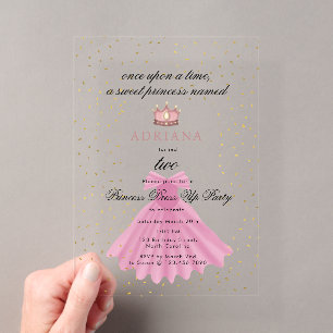 Invitaciones Acrílicas Vestido De Princesa Cuento De Hadas Érase Una Vez