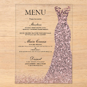 Invitaciones Acrílicas Vestido Rosa Rubor Cumpleaños Fiesta Despedida de