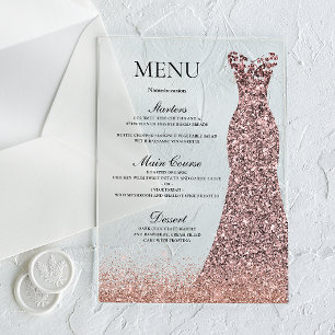 Invitaciones Acrílicas Vestido Rosa Rubor Cumpleaños Fiesta Despedida de 
