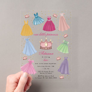 Invitaciones Acrílicas Vestidos de princesa cuento de hadas cumpleaños ni