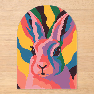 Invitaciones Acrílicas Vibrant Pop Art Cow Face Portrait