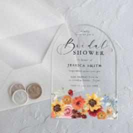Invitaciones Acrílicas Vibrant Watercolor Floral Bridal Shower