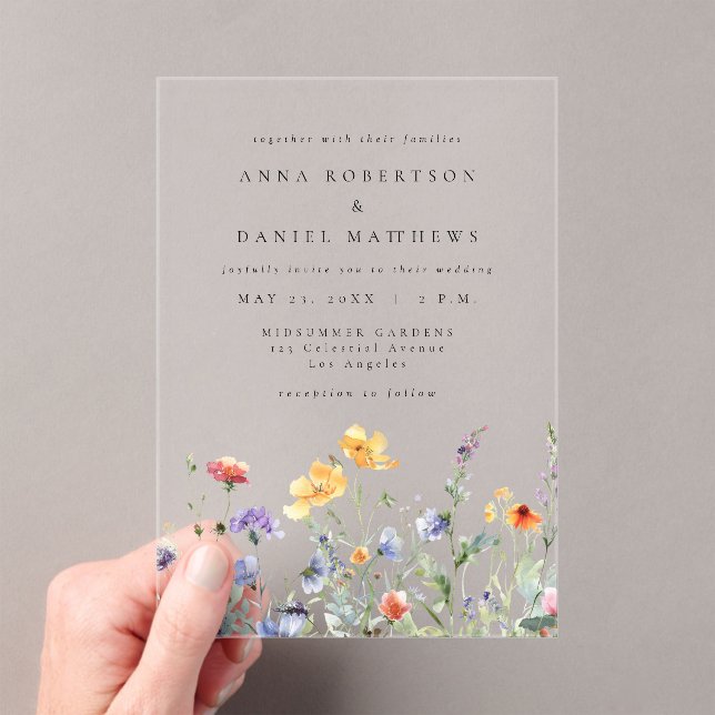 Invitaciones Acrílicas Vibrant Watercolor Floral Wedding (Insitu (portátil))