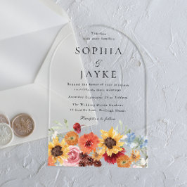 Invitaciones Acrílicas Vibrant Watercolor Floral Wedding 