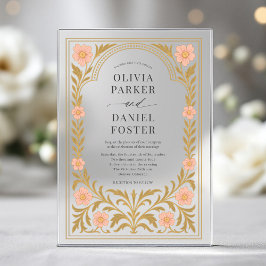 Invitaciones Acrílicas Victorian Floral Art Nouveau Wedding