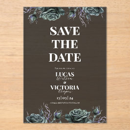 Invitaciones Acrílicas Victorian Moody Gothic Transparent Save the Date