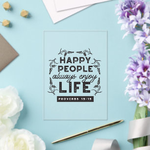Invitaciones Acrílicas Vida Feliz con Fe – Proverbios 15:15 Arte