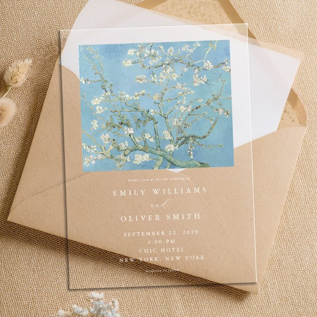 Invitaciones Acrílicas Vincent Van Gogh Almond Blossom Boda Floral (Subido por el creador)