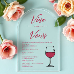 Invitaciones Acrílicas Vino Antes de los Votos Fiesta de Bienvenida Pre-B