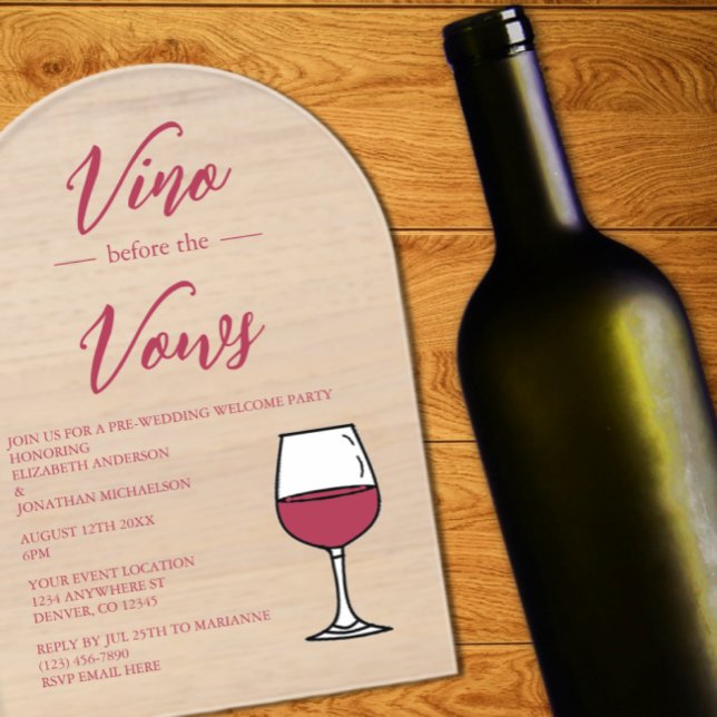 Invitaciones Acrílicas Vino Antes Del Fiesta De Bienvenida PreBoda Vows (Subido por el creador)