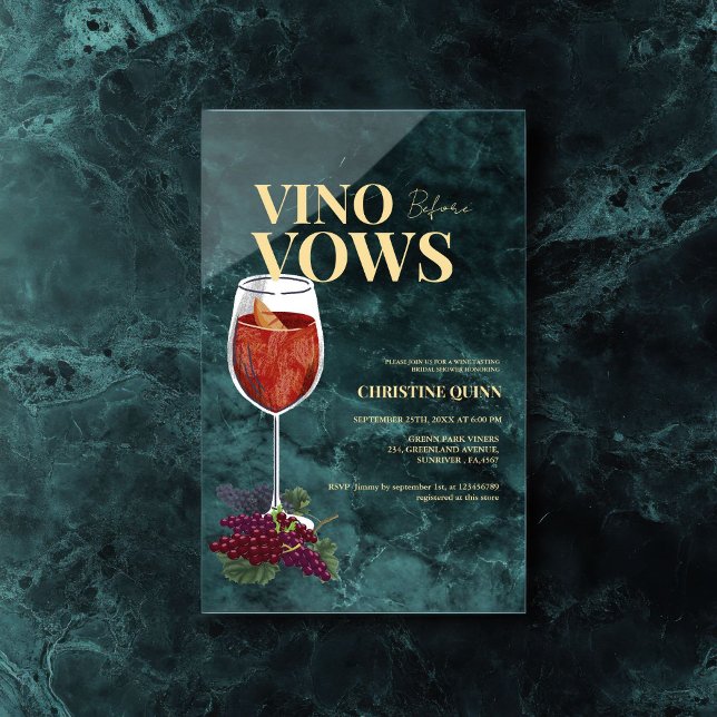 Invitaciones Acrílicas Vino elegante antes de los votos Vino Bridal Ducha (Subido por el creador)