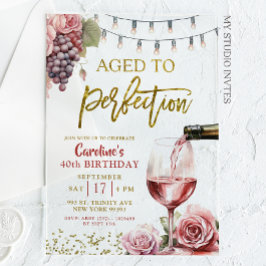 Invitaciones Acrílicas Vino Envejecido a la Perfección Cumpleaños 50 Adul