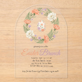 Invitaciones Acrílicas Vintage Botanical Apricot Floral Easter Invitation