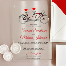 Invitaciones Acrílicas Vintage Cute Tandem Bicycle Wedding