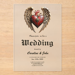 Invitaciones Acrílicas Vintage elegance: an elegant clock and heart. 