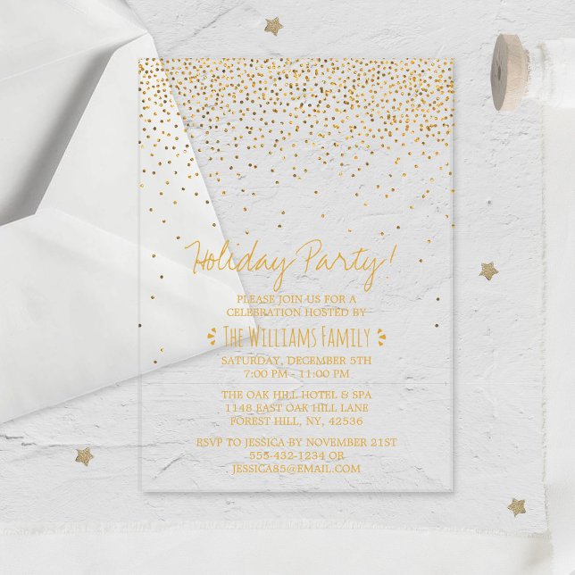Invitaciones Acrílicas Vintage Glam Gold Confetti (Subido por el creador)