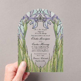 Invitaciones Acrílicas Vintage Iris Stained Glass Effect Wedding 