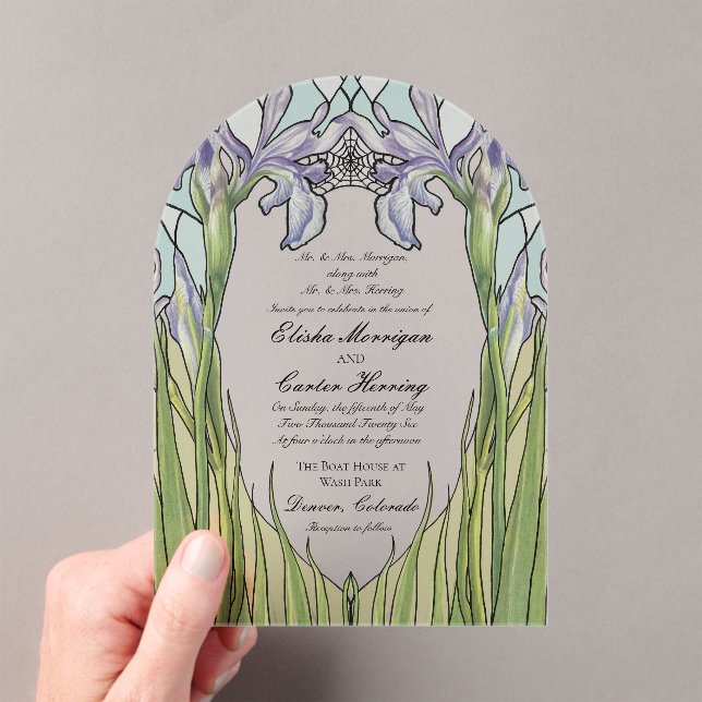 Invitaciones Acrílicas Vintage Iris Stained Glass Effect Wedding  (Insitu (portátil))