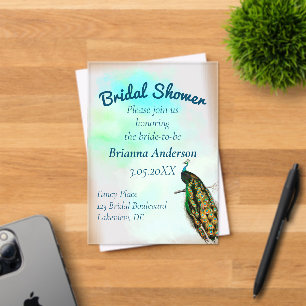 Invitaciones Acrílicas Vintage Peacock Bridal Shower