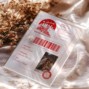 Invitaciones Acrílicas Vintage Photo Polar Express Ticket Navidades