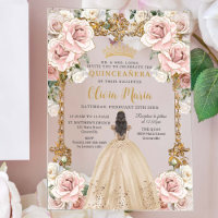 Vintage Rubor Pink Champagne Floral Quinceañera
