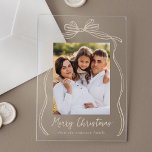 Invitaciones Acrílicas Vintage Taupe Bow Merry Christmas Photo<br><div class="desc">Celebre la temporada de fiestas con esta tarjeta de Navidades acrílicos, que incluye la foto de su familia, bellamente enmarcada por un arco de taupe festivo y cinta adhesiva sobre un fondo acrílico esmerilado o transparente. El elegante saludo "Feliz Navidad" está escrito en un encantador guión escrito a mano en...</div>