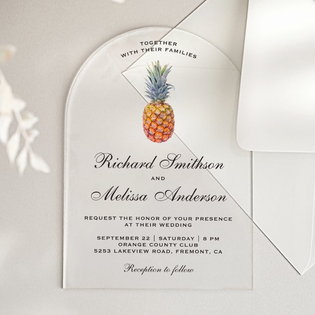 Invitaciones Acrílicas Vintage Tropical Pineapple Wedding (Subido por el creador)