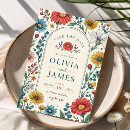Invitaciones Acrílicas Vintage Wildflowers Wedding Invitation