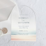 Invitaciones Acrílicas Wailea Watercolor Minimalista Elegante Boda de Pla<br><div class="desc">Descubra "Wailea", una moderna suite nupcial que encarna la elegancia de una ceremonia en la playa. Esta plantilla presenta un diseño de acuarela abstracto, que recuerda a una playa de arena que se combina con los tonos del océano. Es la carta perfecta para las parejas que buscan una mezcla de...</div>