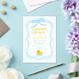 Invitaciones Acrílicas Water Droplets Gingham Boy Baby Shower
