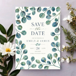 Invitaciones Acrílicas Watercolor Eucalyptus Elegant Greenery Botanical