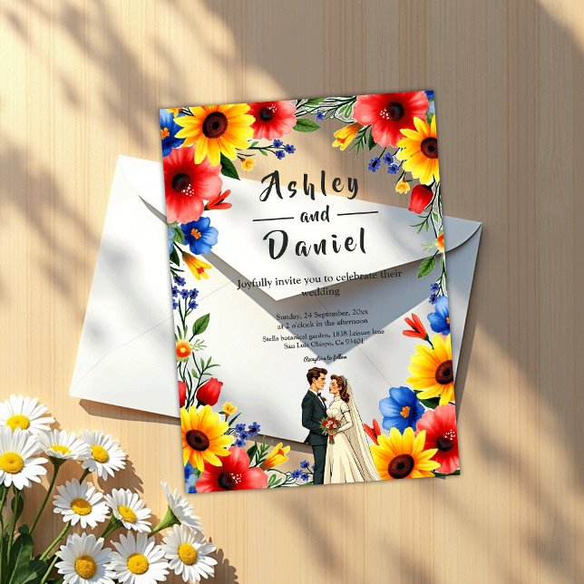 Invitaciones Acrílicas Watercolor Floral Garden Couple Summer Wedding (Subido por el creador)