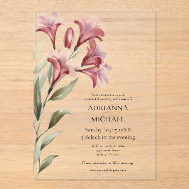 Invitaciones Acrílicas Watercolor Maroon Floral Wedding Invitation