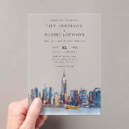 Invitaciones Acrílicas Watercolor New York Destination Wedding