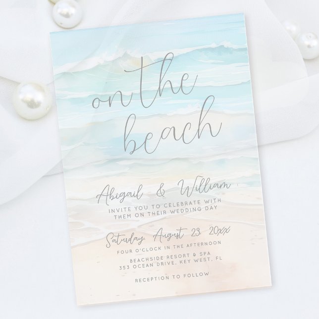 Invitaciones Acrílicas Watercolor On The Beach Wedding (Watercolor On The Beach Wedding Acrylic Invitations)