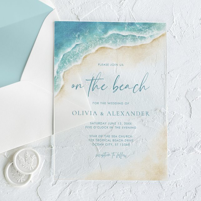 Invitaciones Acrílicas Watercolor Summer On The Beach Wedding (Subido por el creador)