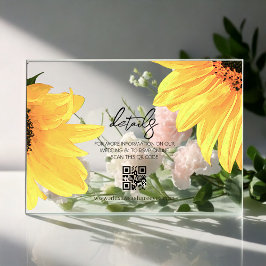 Invitaciones Acrílicas Watercolor Sunflowers Wedding Enclosure Card