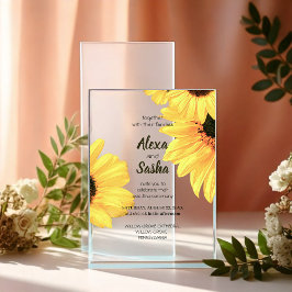 Invitaciones Acrílicas Watercolor Sunflowers Wedding Invitation