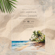 Watercolor Tropical Beach Destination Wedding