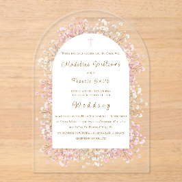 Invitaciones Acrílicas watercolor white pink flowers Wedding