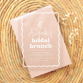 Invitaciones Acrílicas Wavy Retro Groovy Moderno Bruch Bridal Shower