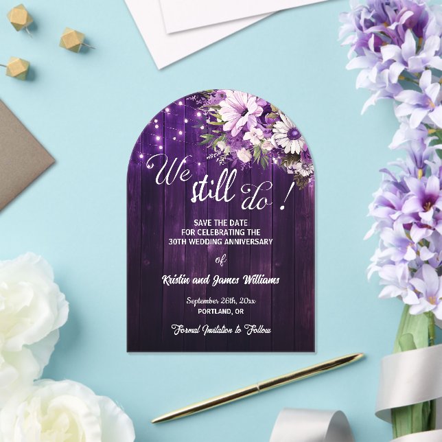 Invitaciones Acrílicas We Still Do 30th Wedding Anniversary String Lights (Insitu (Boda))