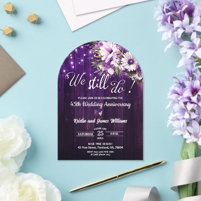 Invitaciones Acrílicas We Still Do 45th Wedding Anniversary String Lights (Insitu (Boda))