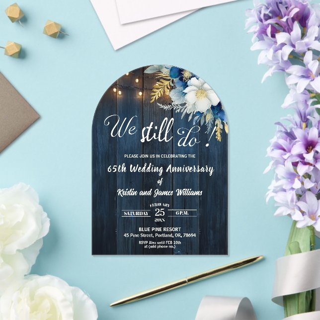 Invitaciones Acrílicas We Still Do 65th Wedding Anniversary String Lights (Insitu (Boda))