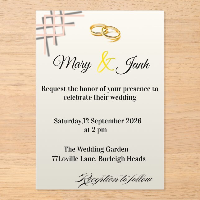 Invitaciones Acrílicas Wedding Invitation (Anverso)