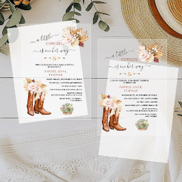 Invitaciones Acrílicas Western A Little Cowgirl Floral Boots Baby Shower