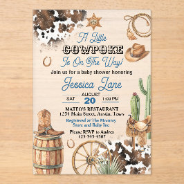 Invitaciones Acrílicas Western Theme Boy Baby Shower