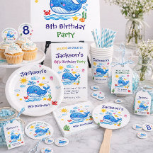 Whale Theme Summer Kids Birthday Invitation Card