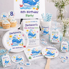 Invitaciones Acrílicas Whale Theme Summer Kids Birthday Invitation Card