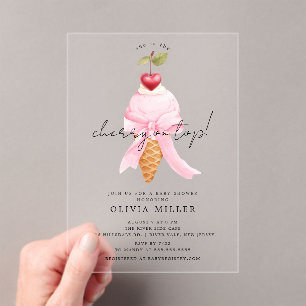 Invitaciones Acrílicas Whimsical Cherry Baby Shower